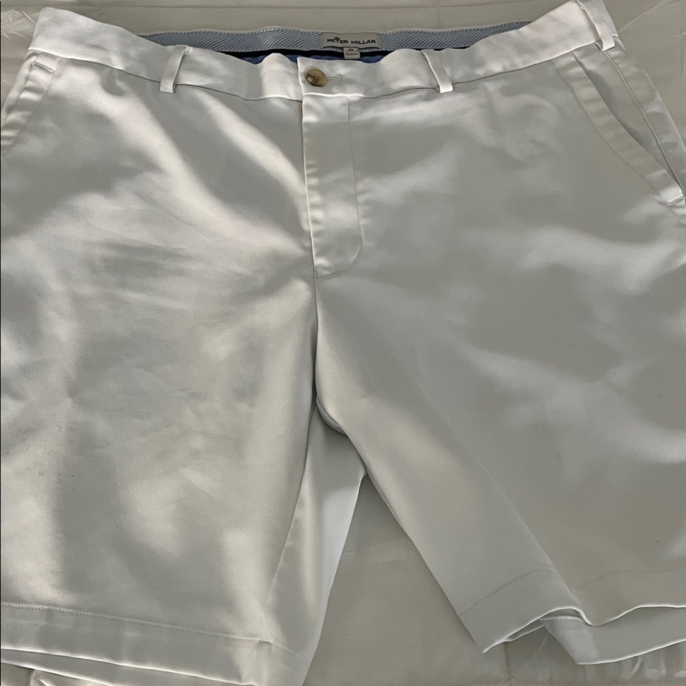 Peter Millar White Flat Front Men's Shorts